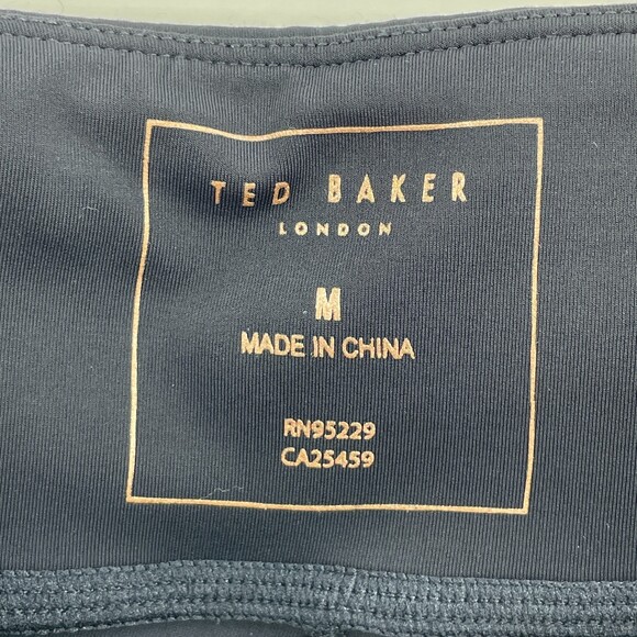 TED BAKER Fit to a T Laser Cut Dark Navy Blue Perforated Leggings Size M - Picture 8 of 9